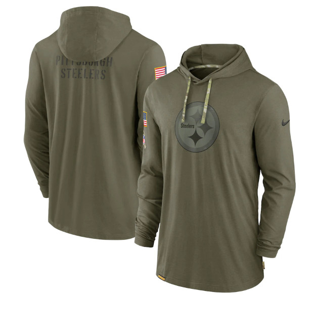 Pittsburgh Steelers 2022 Olive Salute To Service Tonal Pullover Hoodie